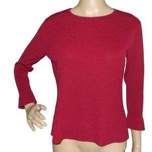 Tailor B.Moss Shirt Small burgundy red stretch ribbed knit crew neck bell sleeve